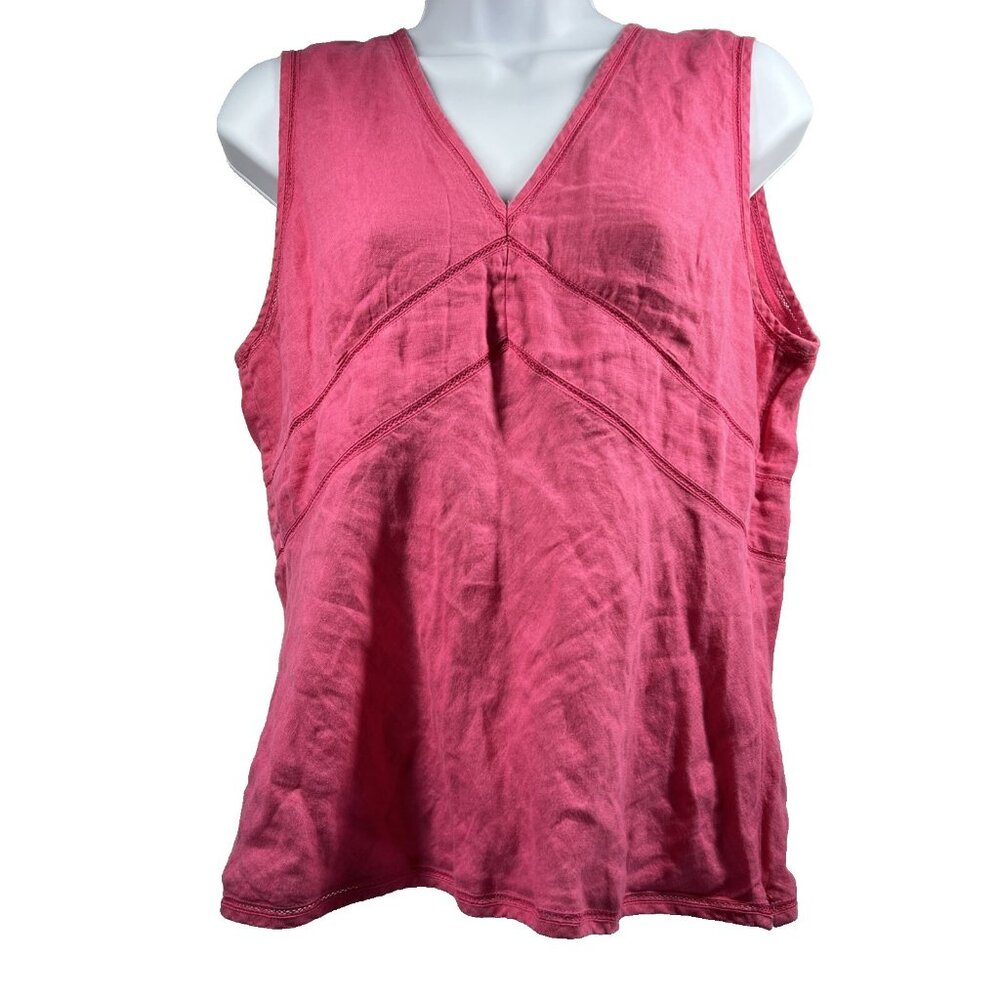 Ann Taylor Womens‎ Top 10 Pink Babydoll 100% Irish Linen Sleeveless Pullover Y2K